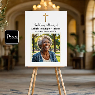 Feier des Lebens Goldkreuz Foto Beerdigung Poster