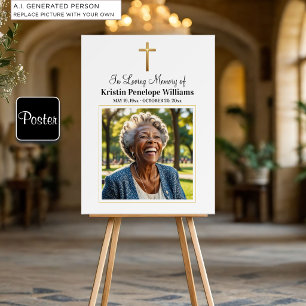 Feier des Lebens Goldkreuz Foto Beerdigung Poster