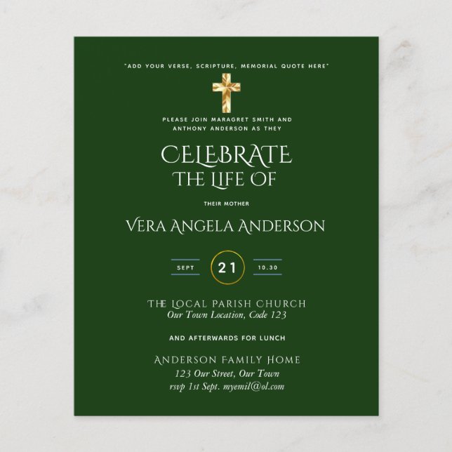 Feier des Lebens katholische Beerdigung Gedenkstät (Vorderseite)