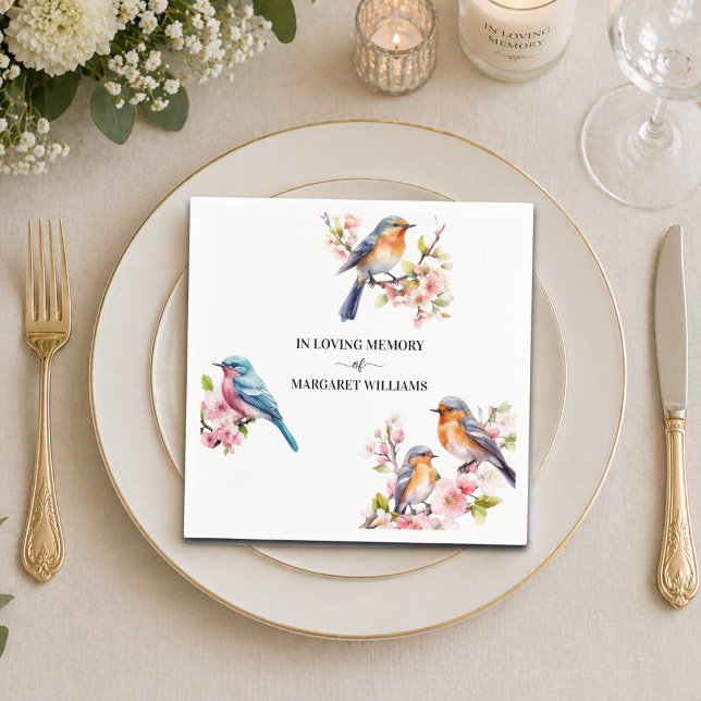 Feier des Lebens Kleine Vögel Floral  Serviette (Von Creator hochgeladen)