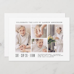 Feier des Lebens Moderne einfache 4-FotoCollage Einladung