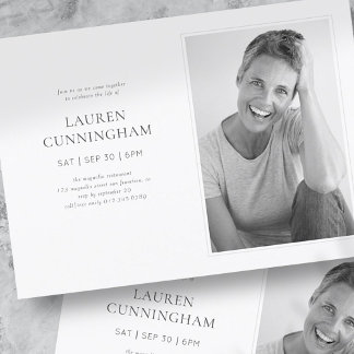 Feier des Lebens Modernes Minimalistisches Foto Einladung