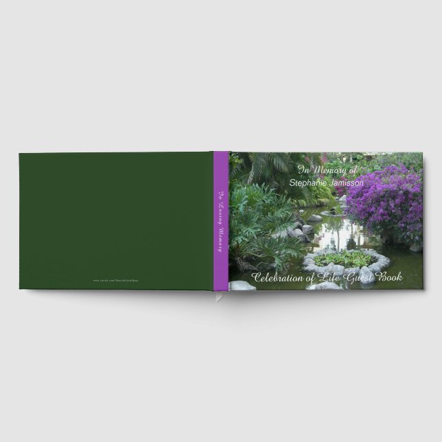 Feier des Lebens, Name, violette Blumen Gästebuch (Voll)