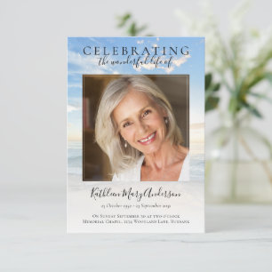 Feier des Lebens Ozean Foto Trauerfeier Einladung