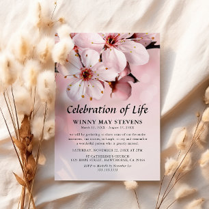 Feier des Lebens   Pink Blossom Beerdigung Einladung