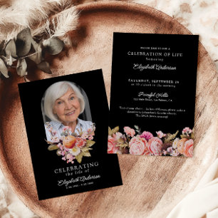 Feier des Lebens Rosa Rosen & Pfingstrosen Floral Einladung