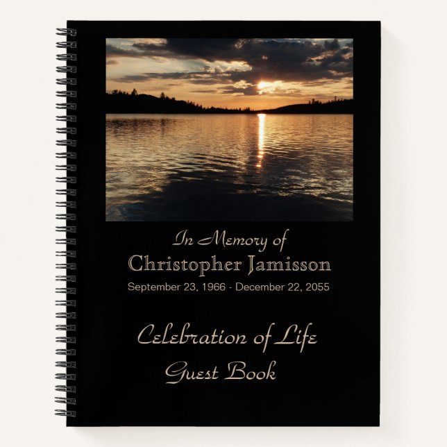 Feier des Life Guest Book, Sunset am Lake Notizbuch (Vorderseite)