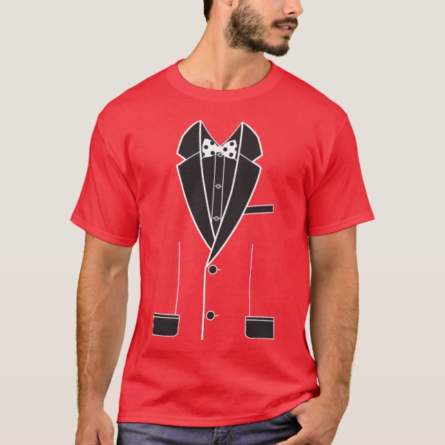 Feier Elegant Tuxedo abgeschiedene weiße Kontur T-Shirt (Vorderseite)