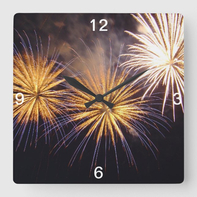 Feier-Feuerwerk Quadratische Wanduhr (Vorderseite)