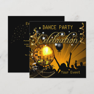 Feier Gold Tanzparty Disco-Kugel-Event Einladung
