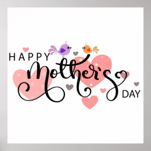 Feier "Happy Mother's Day" mit Herzen Poster
