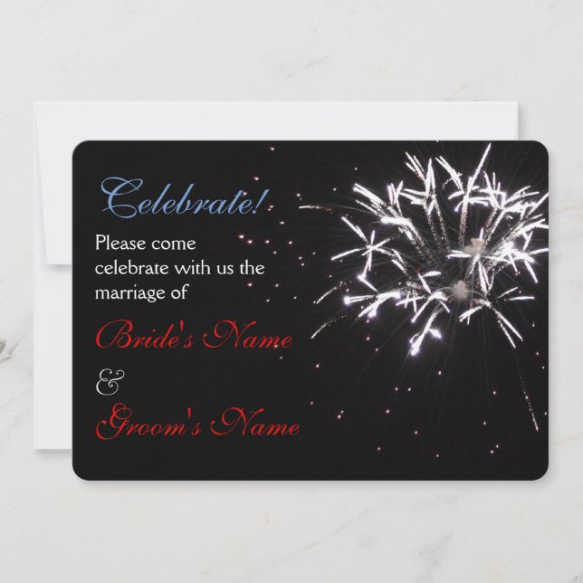 Feier Hochzeit rot/weiß/blau 2 Einladung (Vorderseite)