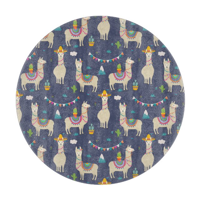 Feier-Lama-Muster Schneidebrett (Vorderseite)