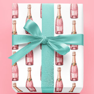 Feier mit rosa Champagnerflaschen  Geschenkpapier
