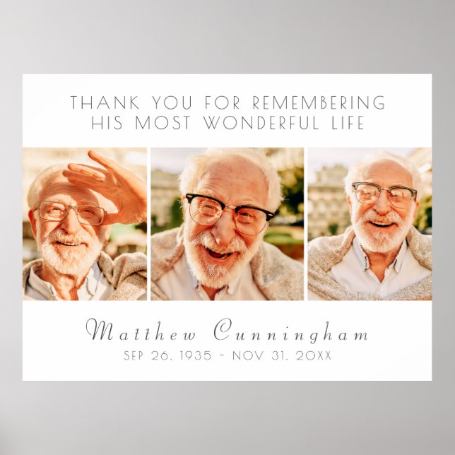 Feier seines Lebens Moderne einfache drei Fotos Poster (Vorne)