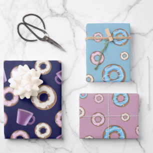 Feier-Set Tasse Kaffee Süße Donuts Geschenkpapier Set