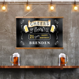 Feier und Bier bis 21 Jahre Geburtstagspartei Wandteppich Mit Holzrahmen
