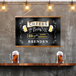 Feier und Biere bis 60 Jahre Geburtstagsparty Wandteppich Mit Holzrahmen