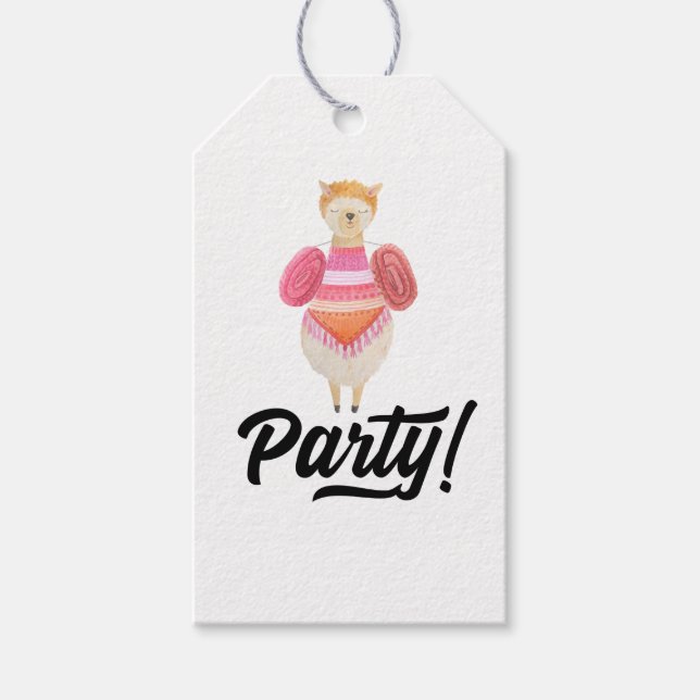 Feier! Wasserfarbe Llama Geschenkanhänger (Vorderseite)