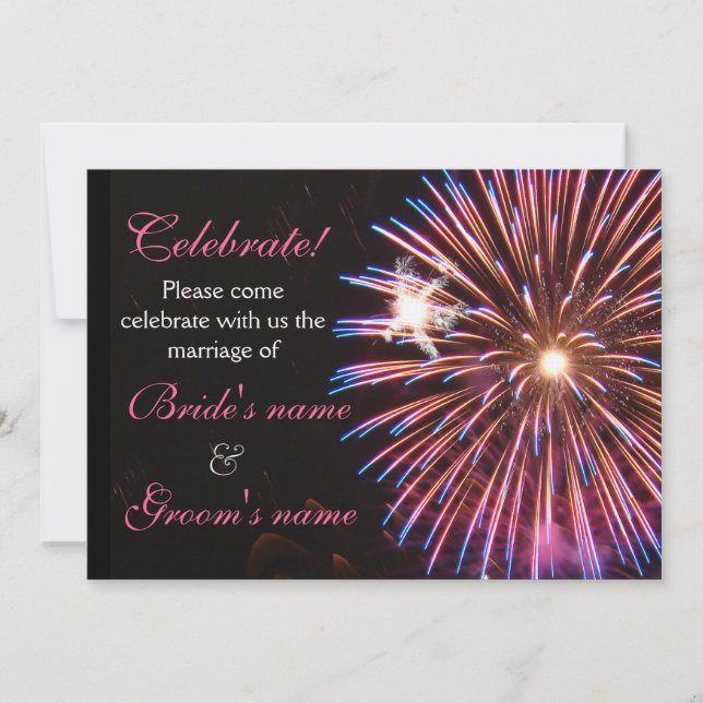 Feier-Wedding Rosa Einladung (Vorderseite)