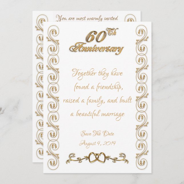 Feier zum 60. Hochzeitstag Einladung (Vorne/Hinten)