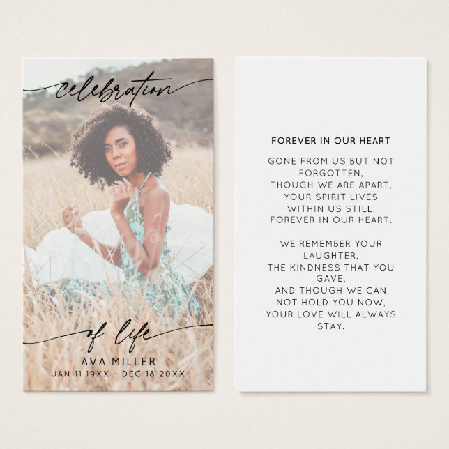 Feier zum Gedenken an das Leben und die Beerdigung (Vorne & Hinten)