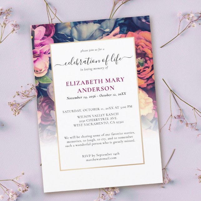 Feier zum Gedenkfest Moody Floral Einladung (Von Creator hochgeladen)