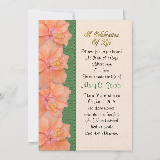 Feier zum Leben Einladung Hibiskus (Vorderseite)