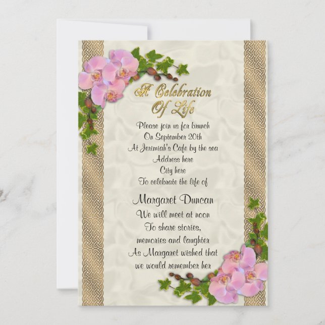 Feier zum Leben Einladung Orchideen (Vorderseite)