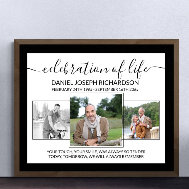 Feier zum Lebensfoto-Collage Memorial Verse Poster (Funeral memorial poster to order professionally printed or as a printable digital download)