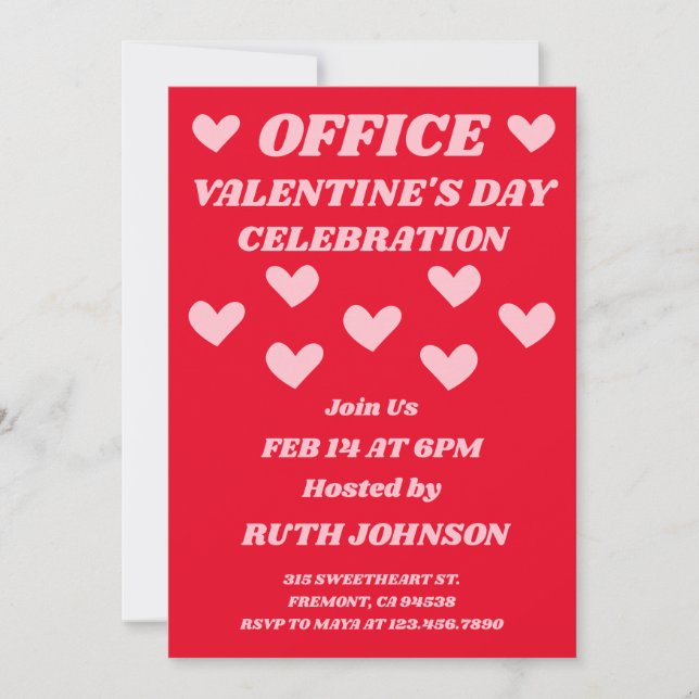 Feier zum Valentinstag im Büro Einladung (Vorderseite)