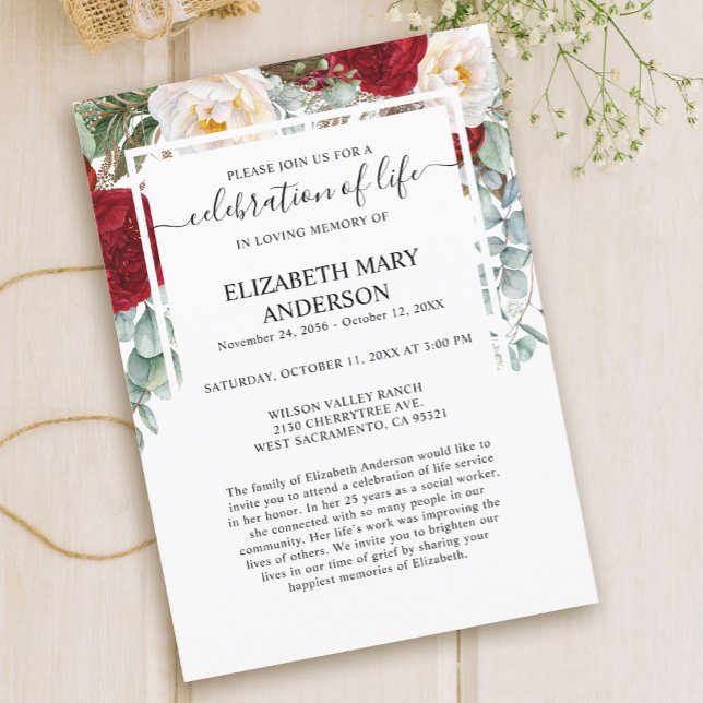 Feier zur Beerdigung von Rote Rosen Einladung (Von Creator hochgeladen)