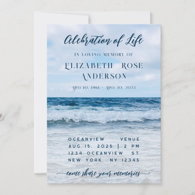 Feier zur Einladung zur Beerdigung von Lebensfotog (Vorderseite)