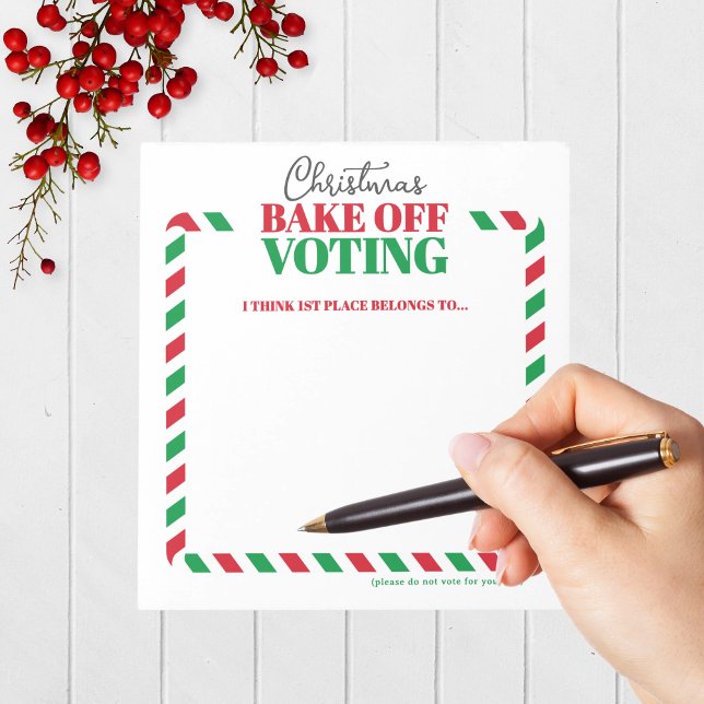 Feierabendwettbewerb Abstimmung Notepad Pack mit 4 Notizblock (Holiday Contest Voting Notepad Pack of 40 for Christmas Cookie, Ugly Sweater and Baking Competitions)