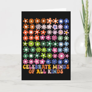 Feiere alle Arten von Köpfen Groovy Flower Autismu Karte