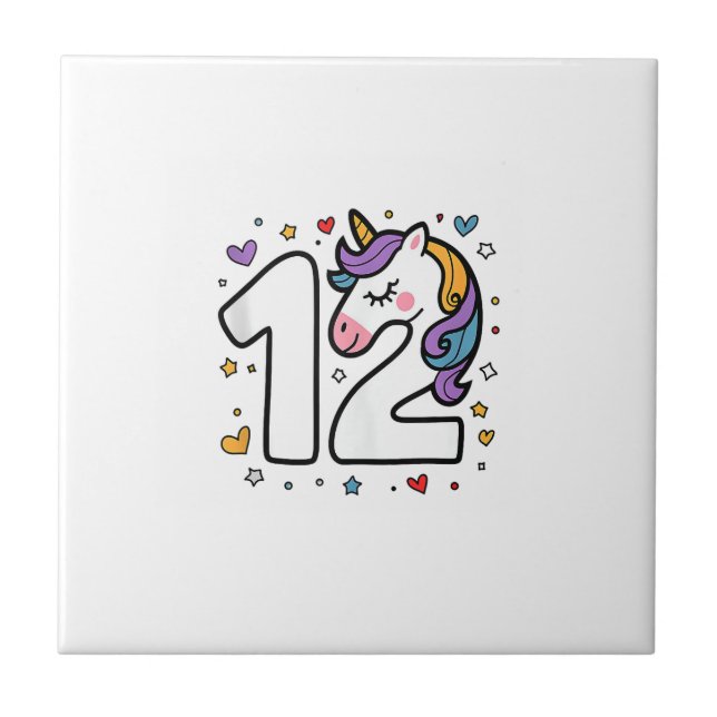 Feiere den glücklichen 12. Geburtstag für Mädchen  Fliese (Vorderseite)