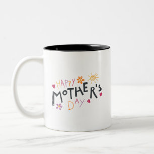 Feiere Einfachen Glücklichen Muttertag Spielende H Zweifarbige Tasse