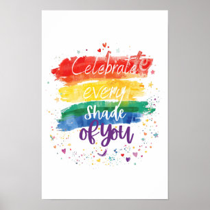 Feiere jeden Farbton deines Designs Regenbogen-Zit Poster