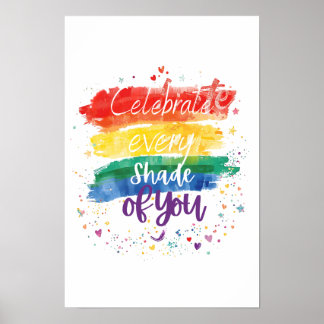 Feiere jeden Farbton deines Designs Regenbogen-Zit Poster