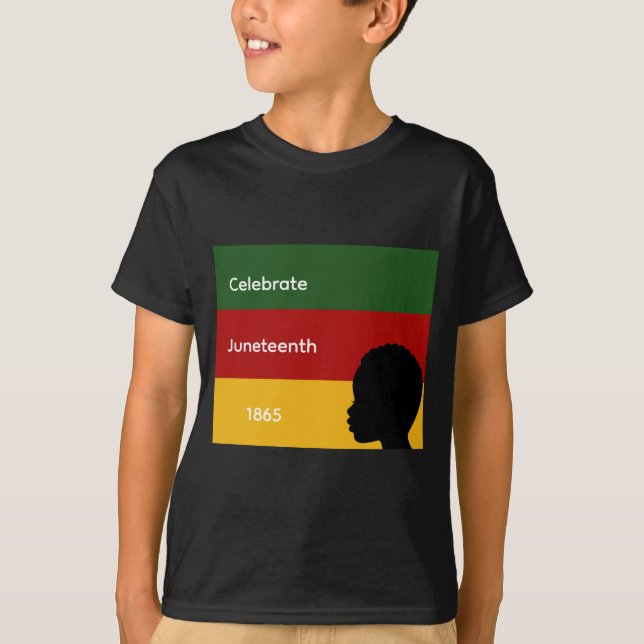 Feiere Juneteenth 1865 Kinder T-Shirt (Vorderseite)
