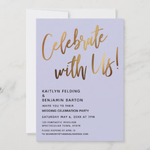 Feiere Mit Uns Einfache Goldhandschrift Lavendel Einladung