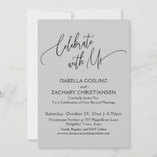 Feiere mit Uns Schöne Handschrift Hellgrau Einladung