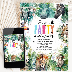 Feiere wie Dein Geburtstag Safari Themen Kinderpar Einladung