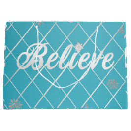 Feierlich Blau und Silber "Glaube" Urlaub Große Geschenktüte