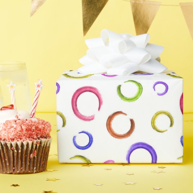 Feierlich, chaotisch, bunt, Konfetti, Polka-Punkte Geschenkpapier (Geburtstagsparty)