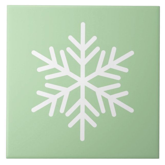 Feierlich Chic White Nordic Snowflake auf hellgrün Fliese (Vorderseite)