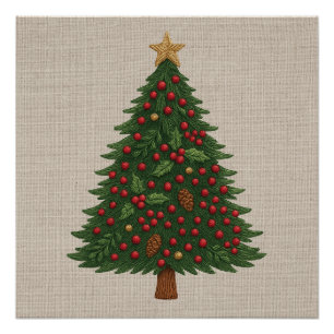 feierlich fröhlicher, rustikaler Weihnachtsbaum Poster