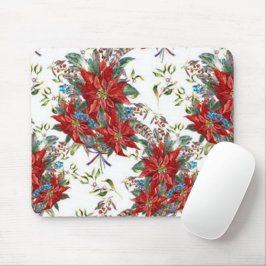 Feierlich Rich Red Poinsettia Blume Mouse Pad Mousepad