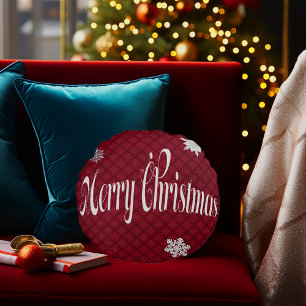 Feierlich Rot frohe Weihnachten Verschönert dekora Rundes Kissen