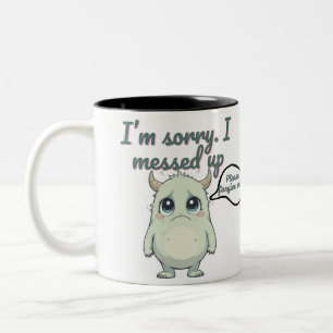 Feierlich Sorry – Minimalistischer süßer Monster-E Zweifarbige Tasse